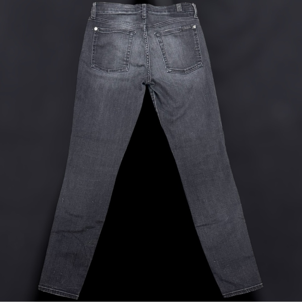 7 for All Mankind Jeans Women's 27 Black Stonewash Distressed Mid Rise Stretch - Picture 3 of 9
